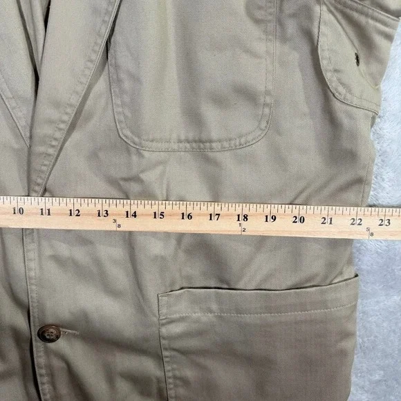 Duluth Trading Co Men's Large Chore Jacket Work Blazer Khaki Beige Elbow Patches - Picture 6 of 11